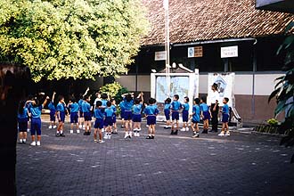 Yogjakarta: morning-exercises in a school
