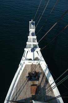 AMI Lombok Ombak Putih sailing ship in Labuhan Kayangan harbour view from first mast 2 3008x2000