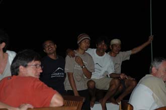 AMI Lombok Ombak Putih sailing ship open air buffet for dinner on lower deck crew members 1 3008x2000